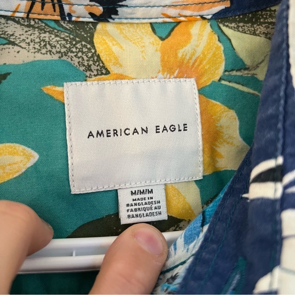 AE American Eagle Shirt Short Sleeve Tropical Palm Trees Beach Summer - Picture 2 of 8